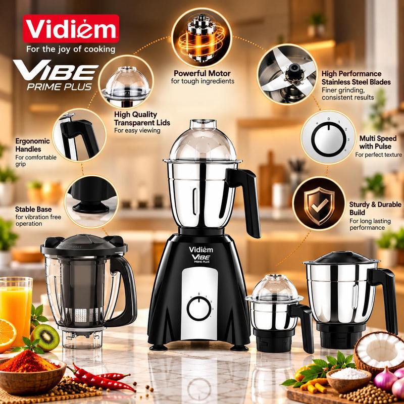 Vidiem Vibe Prime Plus 750W Mixer Grinder with 4 Jars