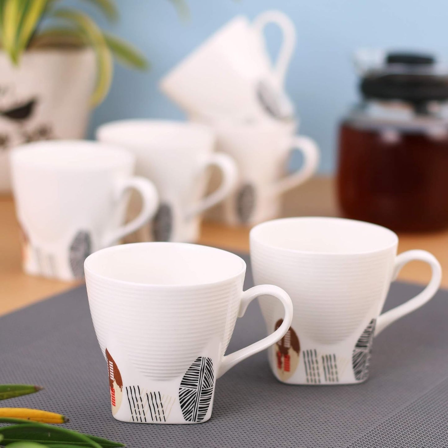 Clay Craft - Jazz Coffee Mugs Set, 6-pieces, 230ml, Vivid V306