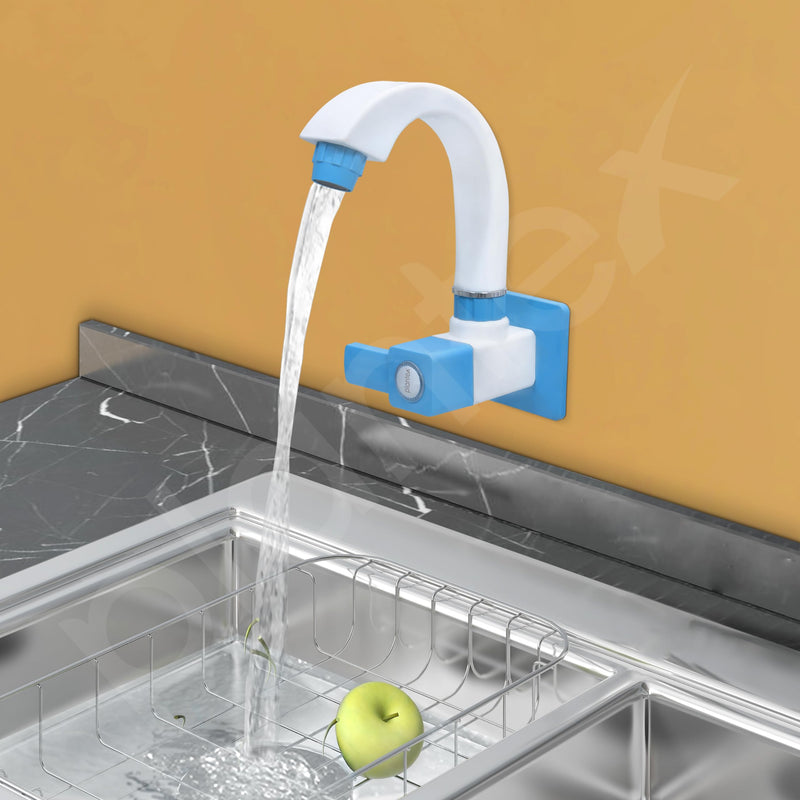 Plantex ABS Plastic ES-115 Single Lever Sink Cock 360 Degree Swivel Spout for Kitchen Faucet/Water Saving Aerator with Plastic Flange (Blue & White)-2