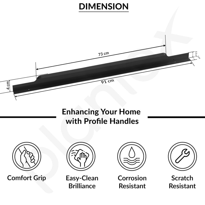 Plantex Profile Handle for Kitchen Cabinet/36 Inch Aluminium Drawer Profile Handle/Wardrobe Pull Handle for Home/Office/Hotel - Pack of 2 (Black) (Model APS-PF-1004)-3