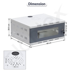 Plantex CCTV/NVR/DVR Cabinet Box/Network Rack/CCTV Box Cabinet with Lock and Keys/Server Rack with Power Socket - 3U+, (White) Transparent Glass Door dvr Box for CCTV-4