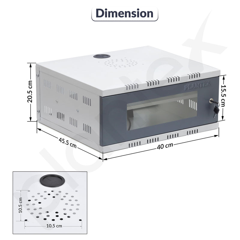 Plantex CCTV/NVR/DVR Cabinet Box/Network Rack/CCTV Box Cabinet with Lock and Keys/Server Rack with Power Socket - 3U+, (White) Transparent Glass Door dvr Box for CCTV-4