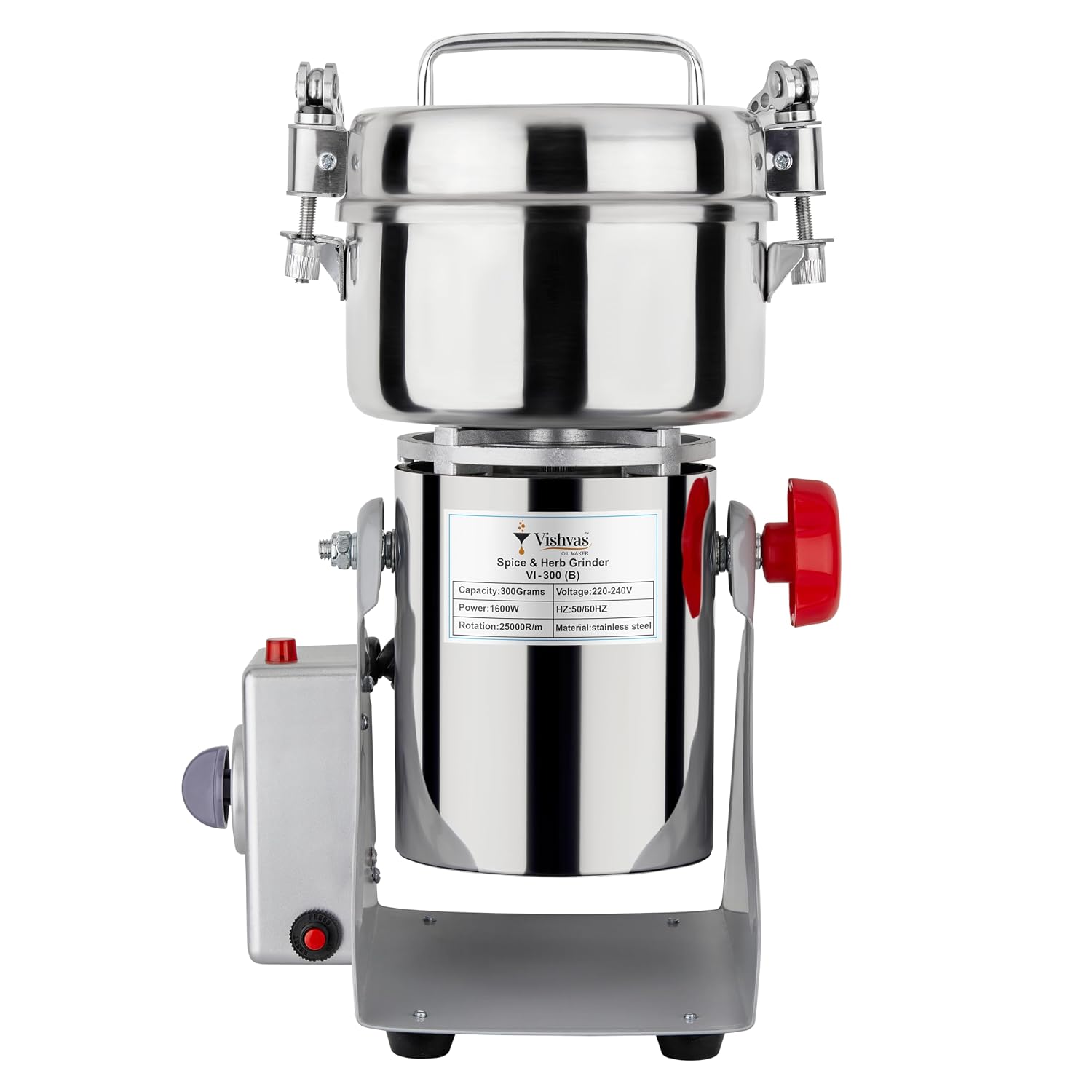 Vishvas Oil Maker Masala Grinder Machine for Home Use with 300gm Dry Masala Spices Mixer Grinder Machine 300 GM (White) Stainless Steel