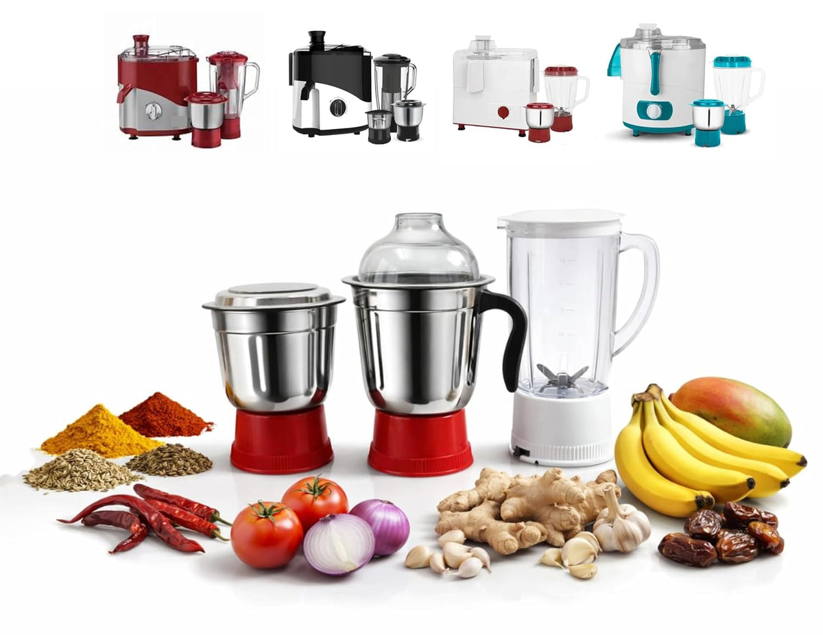 Stainless Steel Juicer Mixer Grinder Jar Set (1000ml & 1500ml) with 1.5 Litre Transparent Jar Compatible with Maharaja Whiteline – Only for Shown Models – Not for Other Models & Brands
