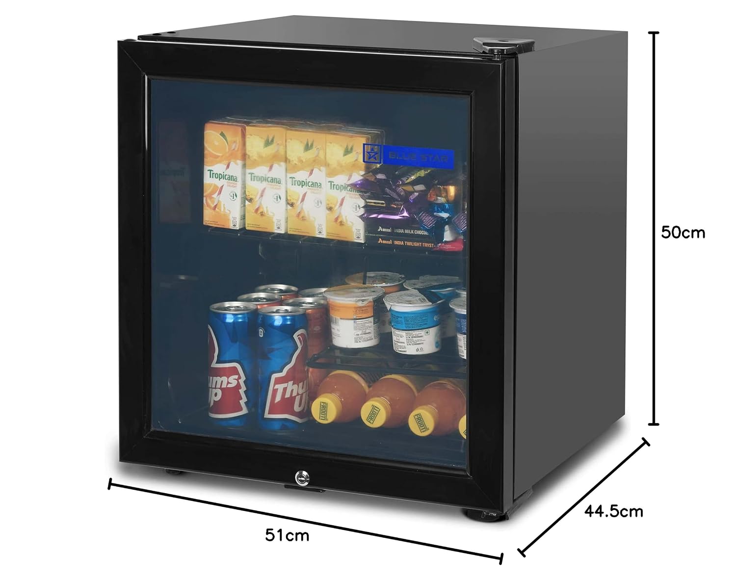 Blue Star VC65D Automatic Single Door Visi Cooler (55 Ltrs, 3 Shelves, Black)
