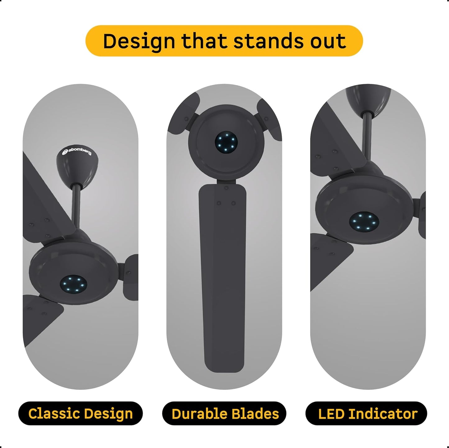 atomberg Ikano 1200mm BLDC Ceiling Fan with Remote | BEE 5 star | High Air Delivery | LED Speed Indicator | Low Noise | Timeless Design with Power Saving | 3 Year Warranty | (Pebble Grey)