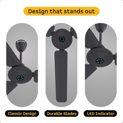 atomberg Ikano 1200mm BLDC Ceiling Fan with Remote | BEE 5 star | High Air Delivery | LED Speed Indicator | Low Noise | Timeless Design with Power Saving | 3 Year Warranty | (Pebble Grey)