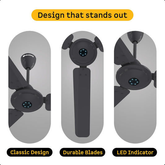 atomberg Ikano 1200mm BLDC Ceiling Fan with Remote | BEE 5 star | High Air Delivery | LED Speed Indicator | Low Noise | Timeless Design with Power Saving | 3 Year Warranty | (Pebble Grey)