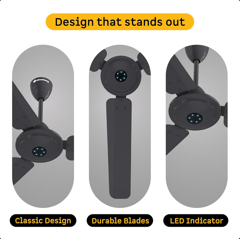 atomberg Ikano 1200mm BLDC Ceiling Fan with Remote | BEE 5 star | High Air Delivery | LED Speed Indicator | Low Noise | Timeless Design with Power Saving | 3 Year Warranty | (Pebble Grey)