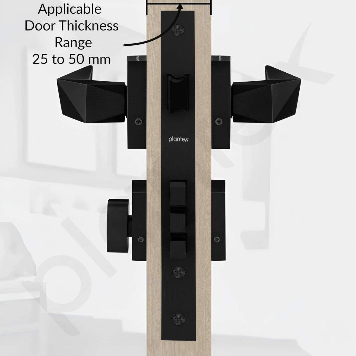 Plantex Main Door Lock Set/Door Handle Lock/Mortise Door Lock for Home with 3 Years of Warranty (7129, Z-Black)-3