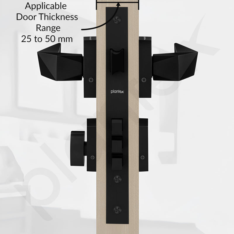 Plantex Main Door Lock Set/Door Handle Lock/Mortise Door Lock for Home with 3 Years of Warranty (7129, Z-Black)-3