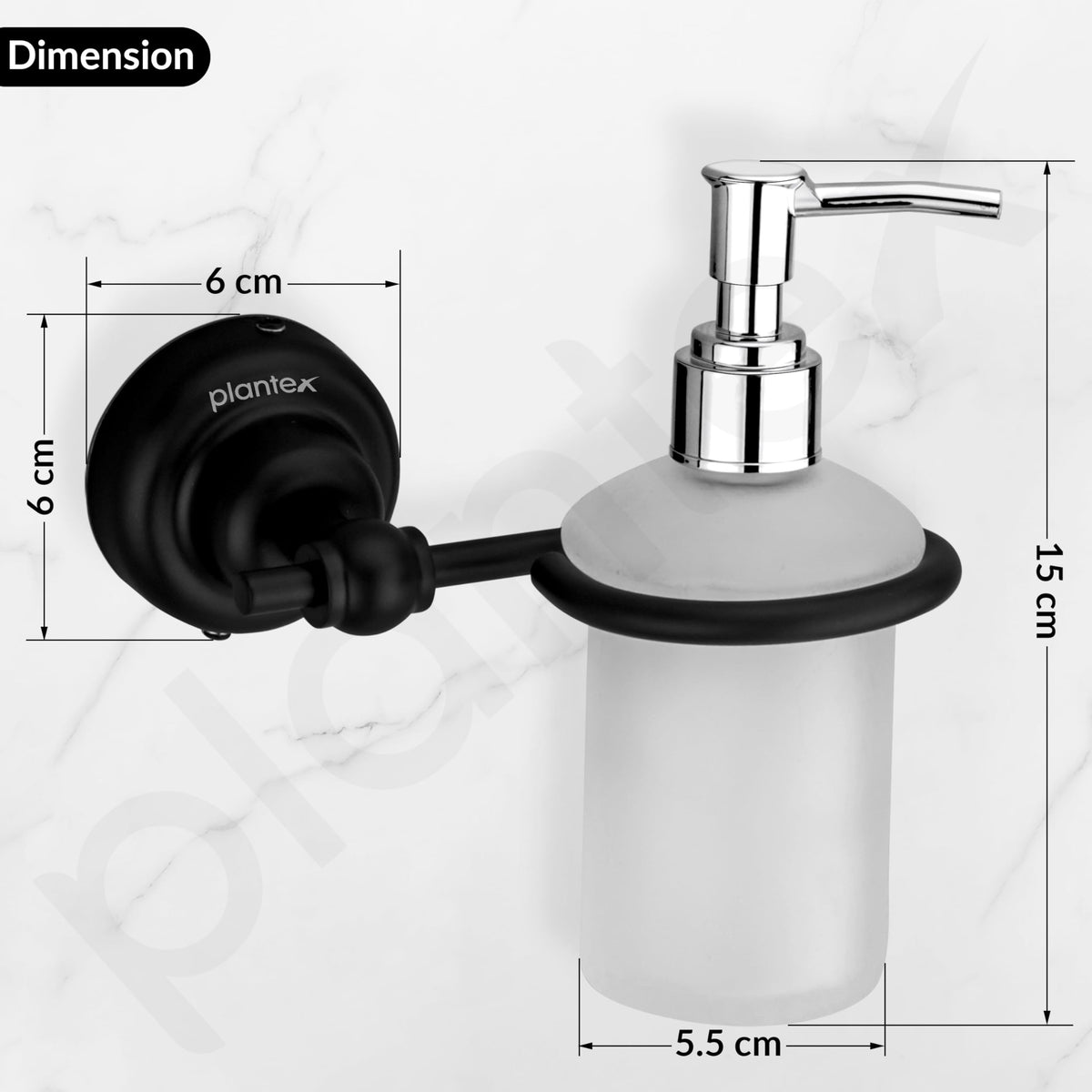 Plantex 304 Grade Stainless Steel Liquid Soap Dispenser/Shampoo Dispenser/Hand Wash Dispenser/Bathroom Accessories - Skyllo (Black)-4
