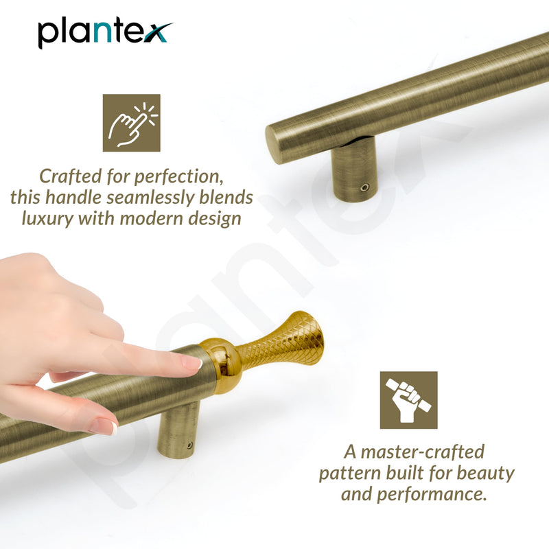 Plantex Main Door Handle/Stainless Steel & Aluminium Door Handle/450mm Pull-Push Handle for Home/Office/Hotel - Pack of 1 (DTMD-413, Brass Antique & Gold)-6