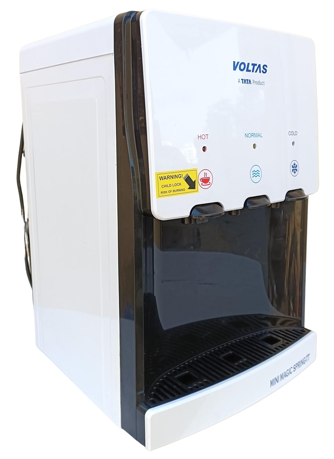 Voltas Spring TT Table Top Water Dispenser with Three Temperature Tap and Compact Design (White and Black), 5 liters