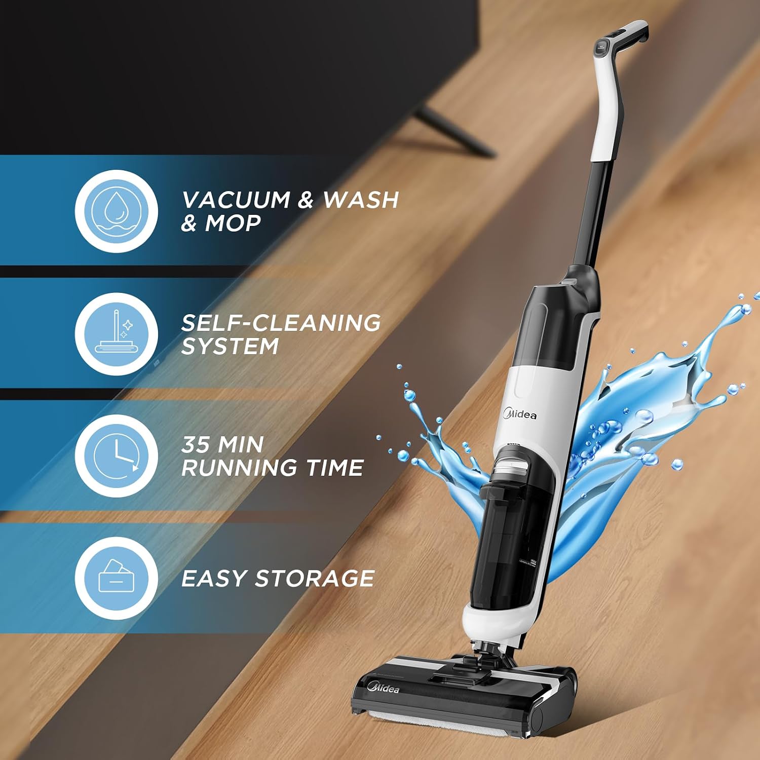 Midea X6 Wet-Dry Cordless Vacuum Cleaner | Self Traction Design | Two Tank System | Self-Cleaning & 3 Modes | with Docket Station