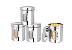 Ebun Stainless Steel See Through Small Containers | Small Containers with Capacity 200 Grams | Pack of 6 Pcs Combo, Silver