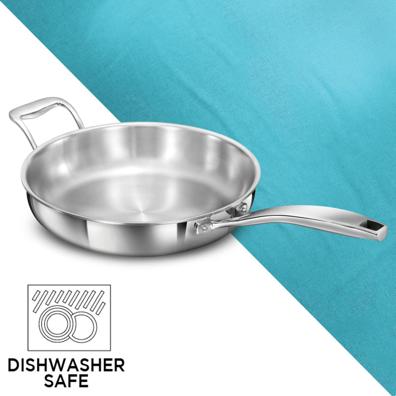 Hawkins Pro 26 cm Frying Pan, Triply Stainless Steel Fry Pan with Stainless Steel Handle, Silver (PSF26)