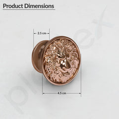 Plantex Lion Face Knobs for Drawer & Cabinets Set Knob | Kitchen Cabinet Knobs | Round Drawer Pulls and Knobs- Pack of 3 Pieces (Rose Gold)-2
