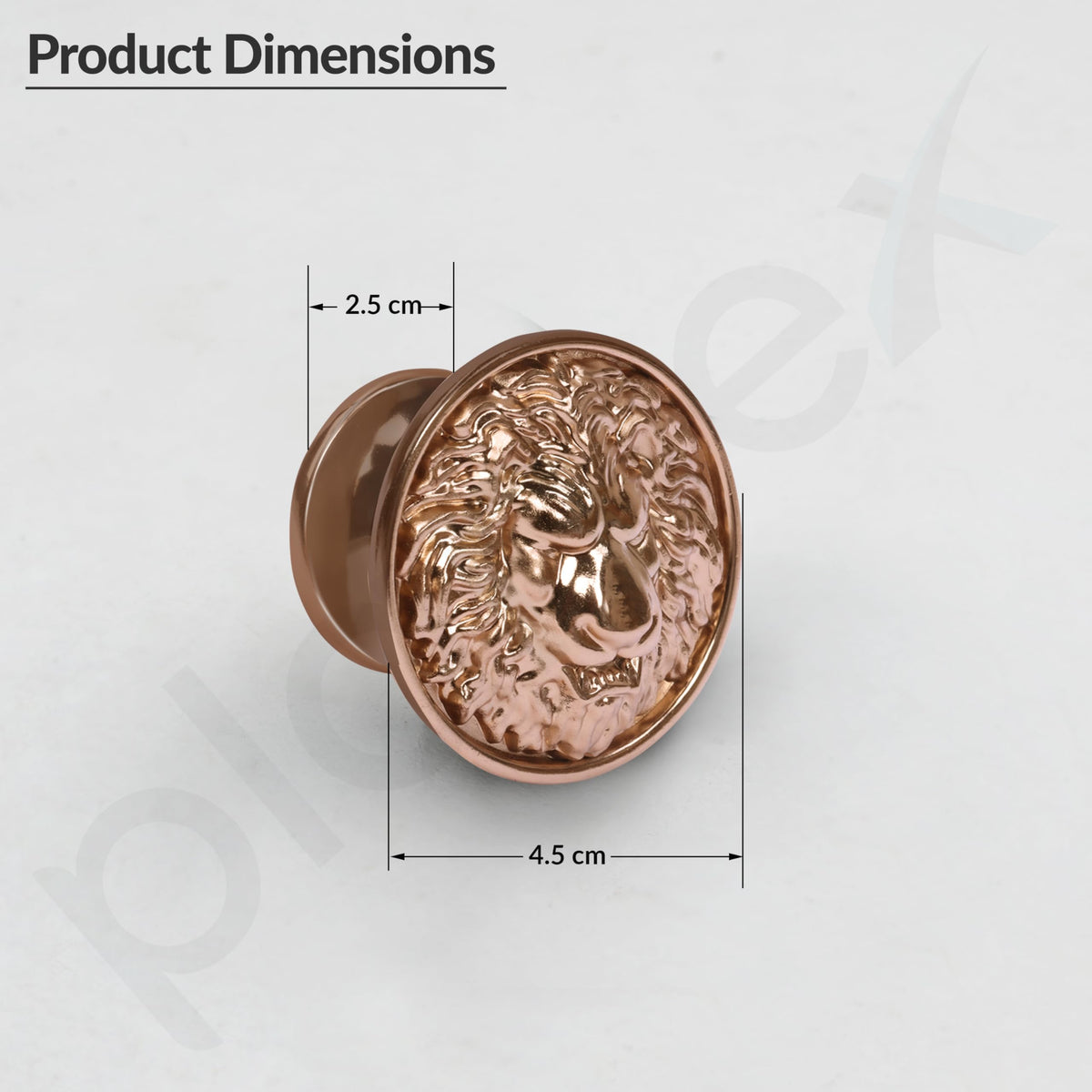 Plantex Lion Face Knobs for Drawer & Cabinets Set Knob | Kitchen Cabinet Knobs | Round Drawer Pulls and Knobs- Pack of 3 Pieces (Rose Gold)-2