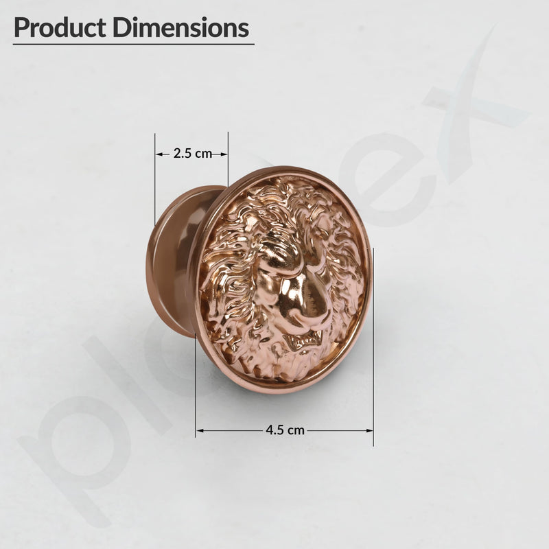 Plantex Lion Face Knobs for Drawer & Cabinets Set Knob | Kitchen Cabinet Knobs | Round Drawer Pulls and Knobs- Pack of 3 Pieces (Rose Gold)-2