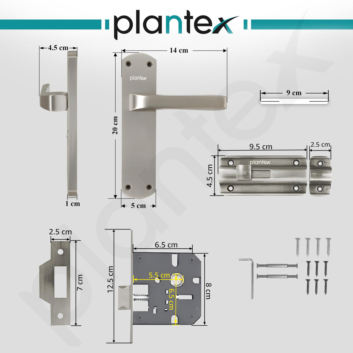 Plantex Heavy Duty Bathroom Door Lock/Mortise Handle Lock/8inch Keyless Plate Handle Set for Home/Bathroom/Store Room/Balcony/Office with Baby Latch (8132- Matt)-5