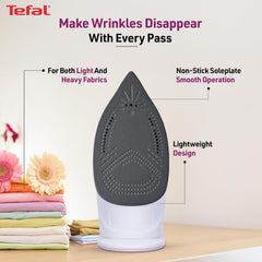 Tefal Pink Steam Essential Iron | 1200 Watts Lightweight Steam Iron with Non-Stick Soleplate | Continuous Steam Boost | Vertical Steaming | No.1 Ironing Brand in Europe | 2-Year Warranty