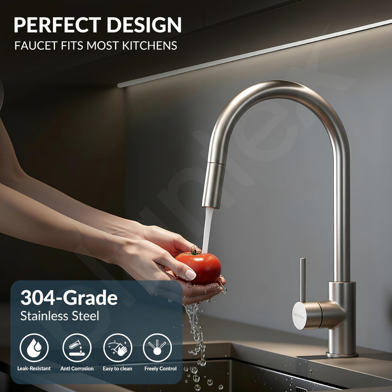 Plantex Pull-Down Kitchen Sink Tap/304 Stainless Steel Sink Tap for Kitchen Basin with 360? Swivel Spout/Kitchen Sink Faucet- (1062, Matt)-2