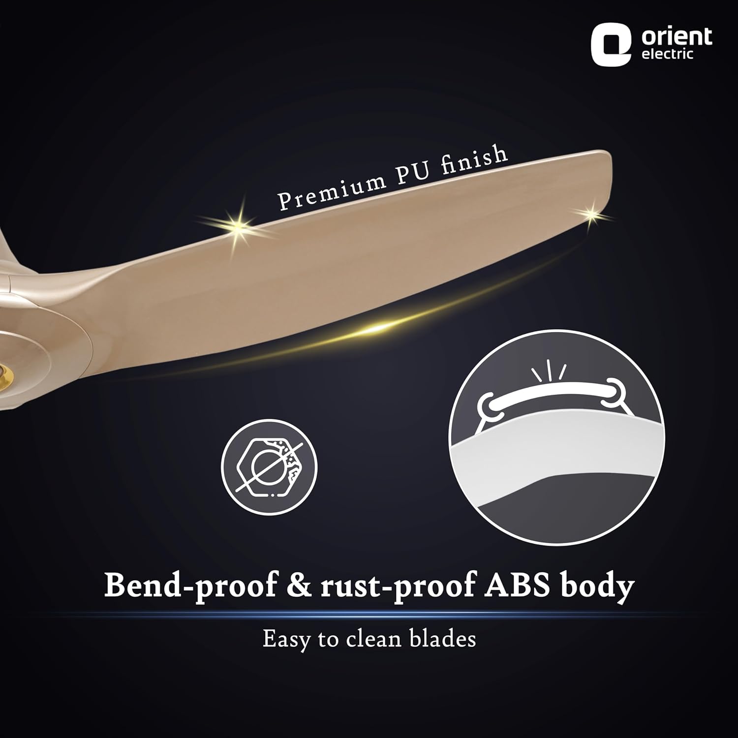 Orient Electric 1230 mm Aeroquiet ceiling fan |Best-in-class 18-pole motor | Rust-proof ABS blades |100% Copper motor |Silent fan for home ceiling| 2-year warranty | Mystic Gold, pack of 1