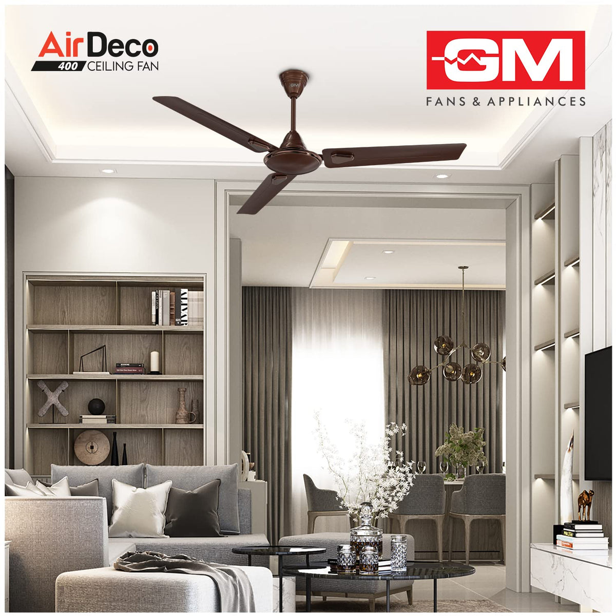 GM Air Deco 1200 mm 1 Star Ceiling Fan (PM Brown)