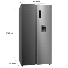 Midea 560 L Side by Side Refrigerator, Inverter Compressor, Multi Air Flow Cooling, Water Dispenser (MDRS704FGF46 Frost Free, Energy Efficient, Large Capacity, Bru-Steel Finish)