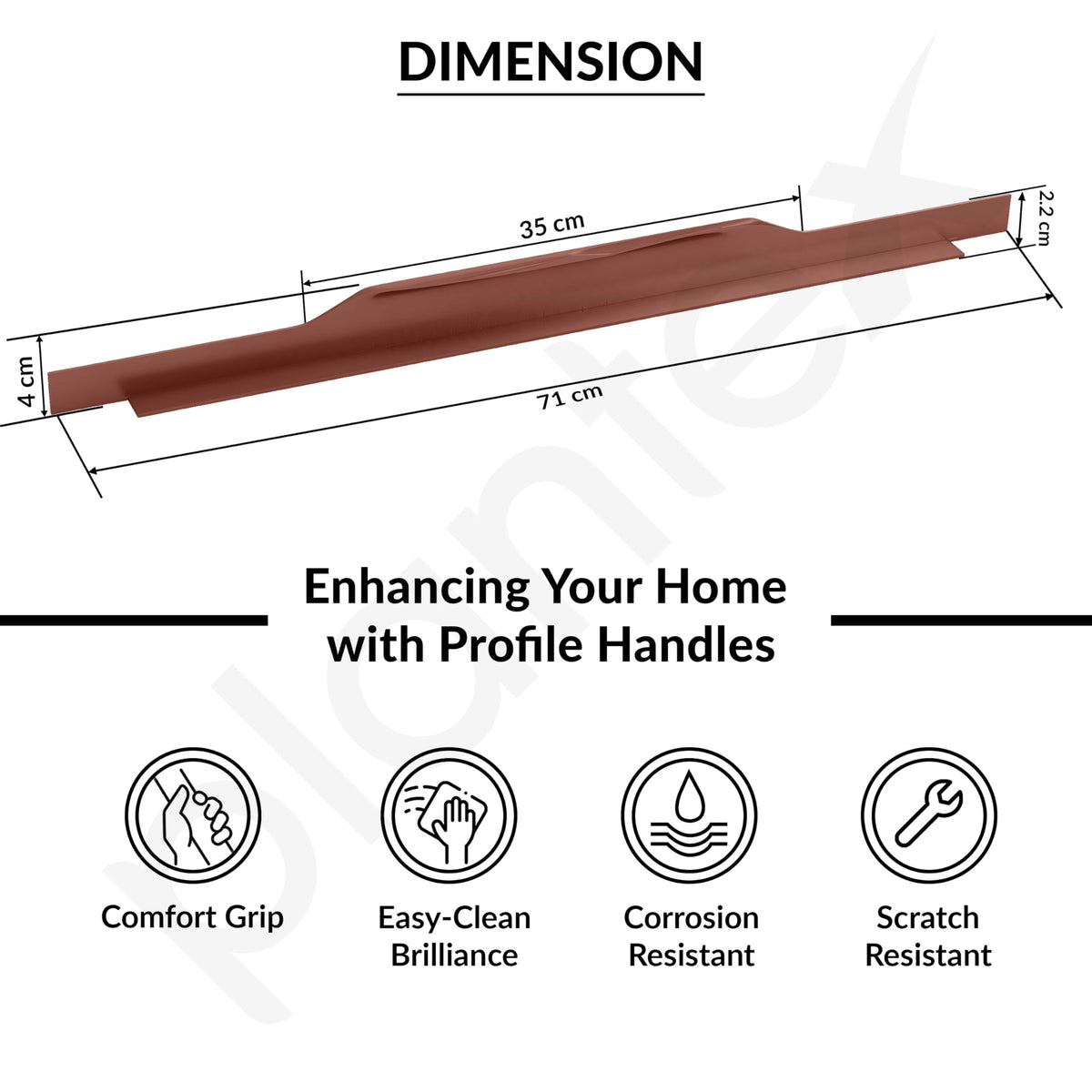 Plantex Profile Handle for Kitchen Cabinet/28 Inch Aluminium Drawer Profile Handle/Wardrobe Pull Handle for Home/Office/Hotel - Pack of 2 (Rose Gold) (Model APS-PF-1002)-3