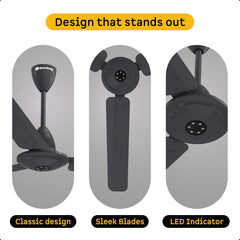 atomberg Efficio Alpha 1200mm BLDC Ceiling Fan with Remote Control | BEE 5 star Rated Energy Efficient Ceiling Fan | High Air Delivery with LED Indicators | 2 Year Warranty (Pebble Grey)
