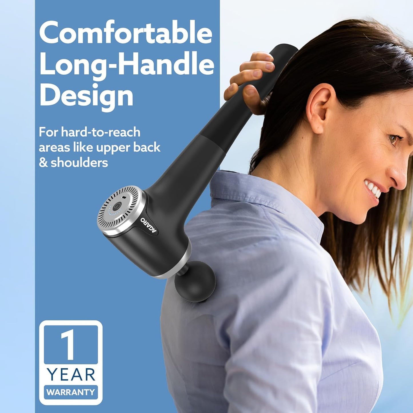 AGARO Regency Gun Massager, 4 Heads, 13 Speed, Rechargeable, Handheld, Percussion Muscle Massager for Full Body Pain Relief, Muscle Relaxation of Neck, Shoulder, Back, Foot for Men & Women, Black