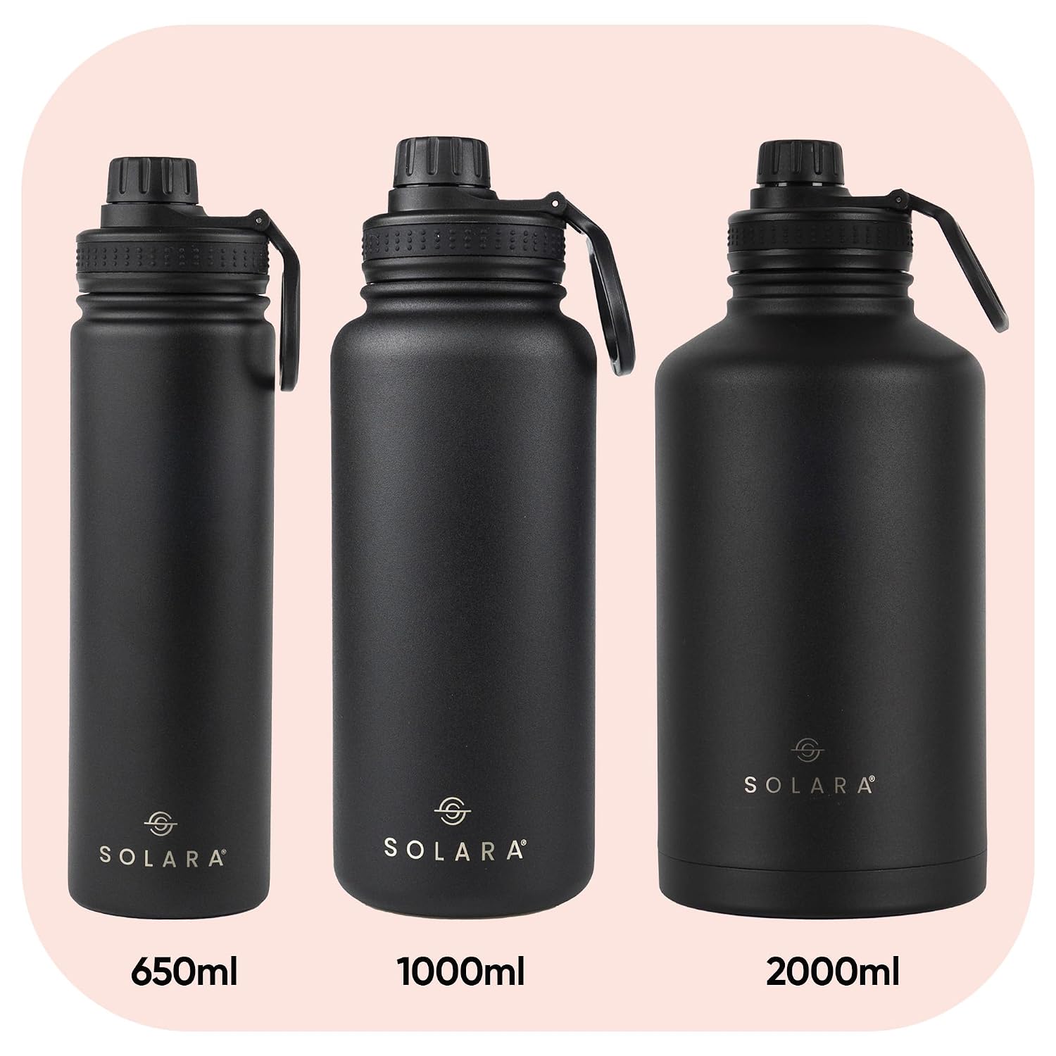 SOLARA Insulated Water Bottle 650ml, Hot Water Bottle, Thermosteel Water Bottles for Travel, Home, Office, School, Gym, Adults, Water Bottle Hot and Cold, Sipper Bottle, Dark Intentions