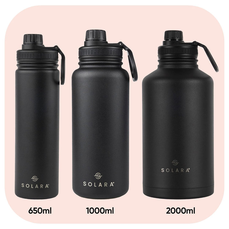 SOLARA Insulated Water Bottle 650ml, Hot Water Bottle, Thermosteel Water Bottles for Travel, Home, Office, School, Gym, Adults, Water Bottle Hot and Cold, Sipper Bottle, Dark Intentions