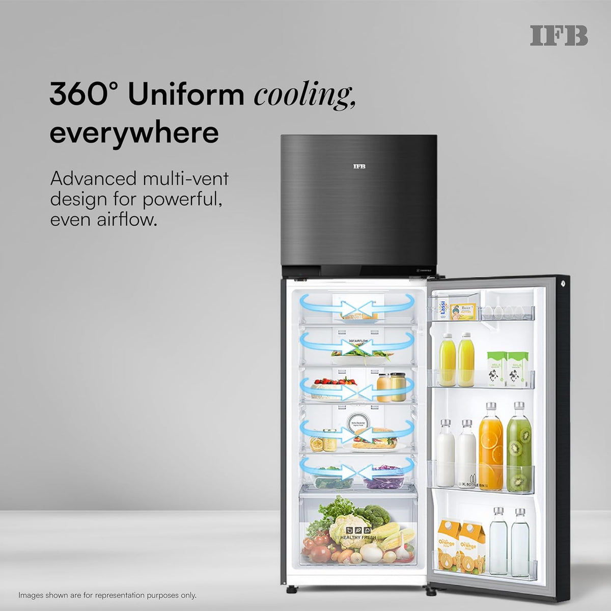 IFB 285L 3 Star 10 in 1 Convertible, Advanced Inverter Frost-Free Double Door Refrigerator with 30 Hrs Cooling Retention