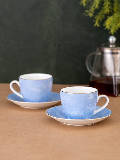 Clay Craft Fine Ceramic Paradise Cup & Saucer Set for Tea/Coffee of 12 (6 Cups + 6 Saucers) - 180 ml Each (Cream)