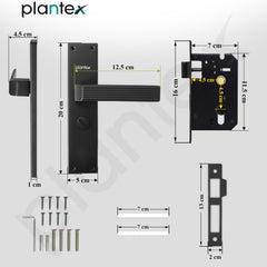 Plantex Stainless Steel Door Lock Bathroom Door Lock/Mortise 8inch Keyless Plate Handle Set for Home/Bathroom/Store Room/Balcony/Office - Pack of 1 (DTM-661, Z-Black)-4