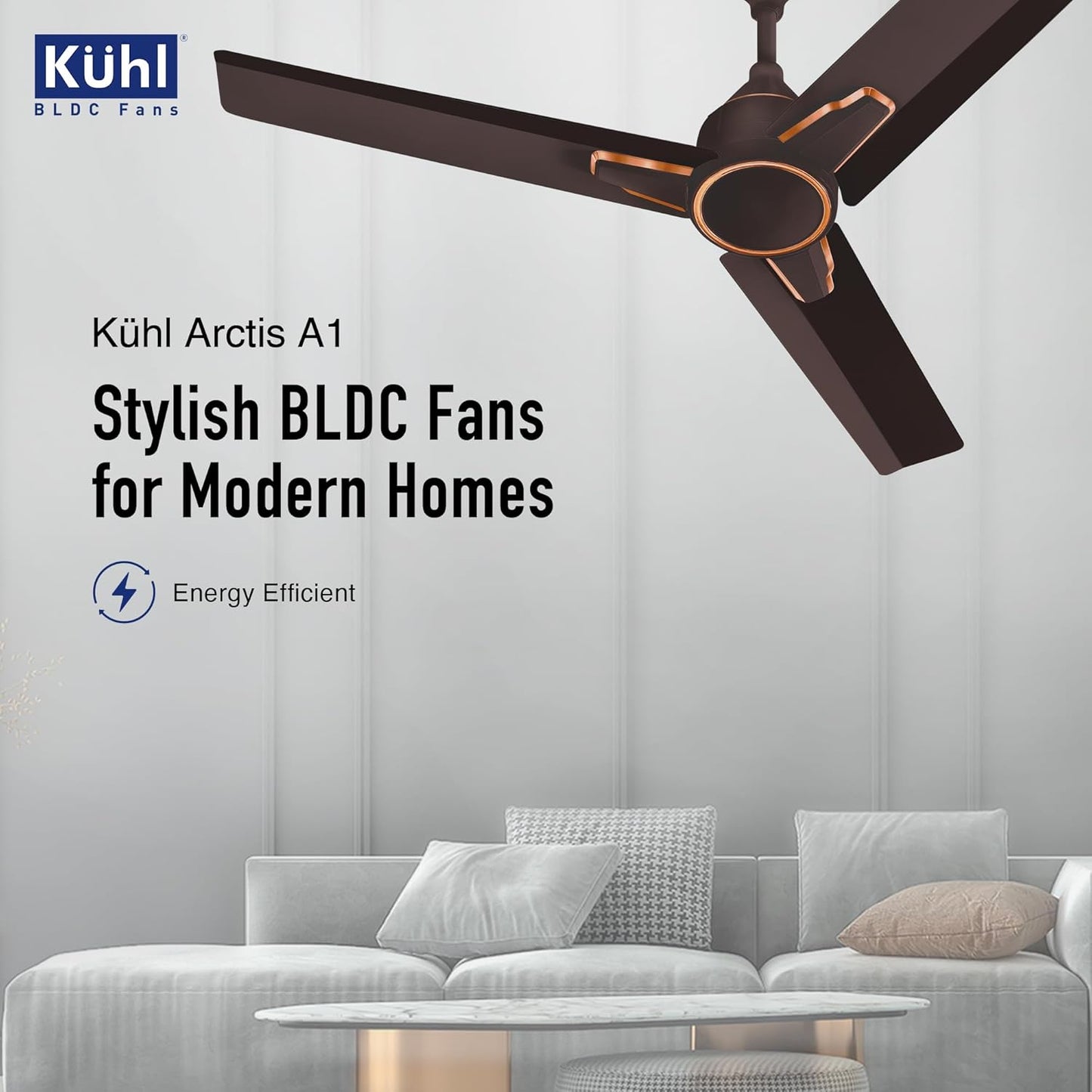 KUHL Arctis A1 1200 mm BLDC 65% Power Saving BLDC Ceiling Fan With Remote | BEE 5 Star Rated & ISI Marked | High Air Flow | 5 Year Warranty on Motor | Espresso Brown