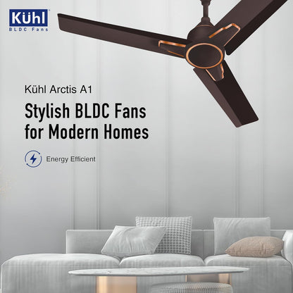 KUHL Arctis A1 1200 mm BLDC 65% Power Saving BLDC Ceiling Fan With Remote | BEE 5 Star Rated & ISI Marked | High Air Flow | 5 Year Warranty on Motor | Espresso Brown