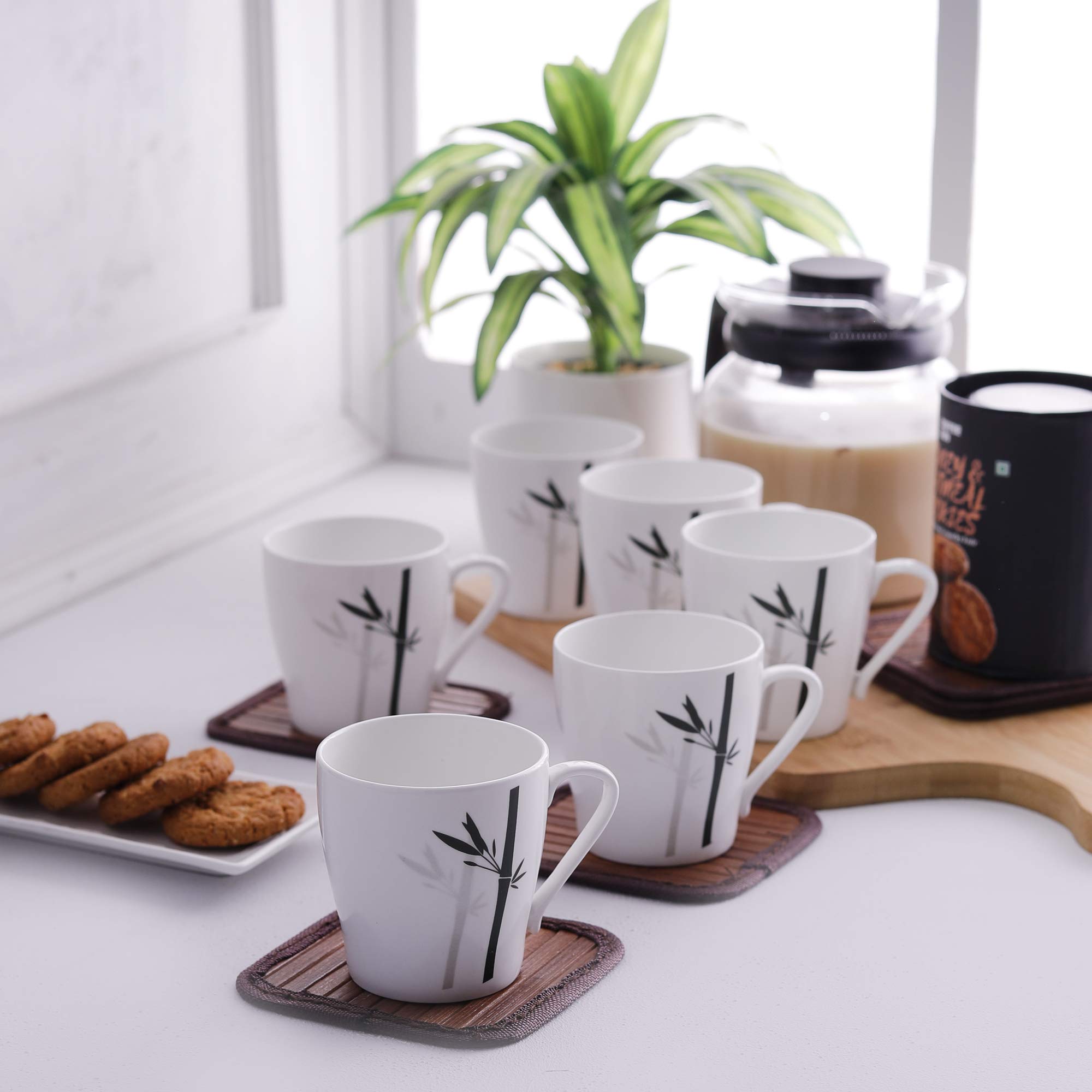 Clay Craft Bone China Multicolor Tea/Coffee Cup/Mugs (Set of 6 Cups) with Premium Design, Tea Cup Set of 6, Microwave & Dishwasher Safe, Mugs for Coffee, Cups Set of 6, Mug Set, Ideal for Gifting