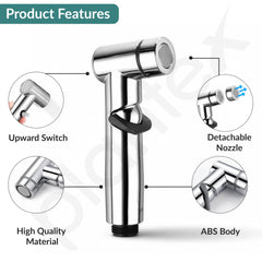 Plantex Jet Spray for Toilet/Health Faucet with Shower Hose/ABS Handheld Bidet Spray/2-in-1 Dual Control Valve/Bathroom & Kitchen Chrome-5