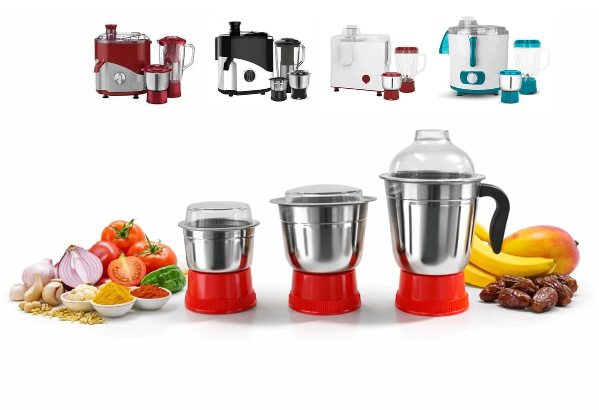 Stainless Steel Juicer Mixer Grinder Jar Set (400ml, 1000ml & 1500ml) Compatible with Maharaja Whiteline – Only for Shown Models – Check Images Before Order NOT FOR OTHER MODALS AND BRANDS