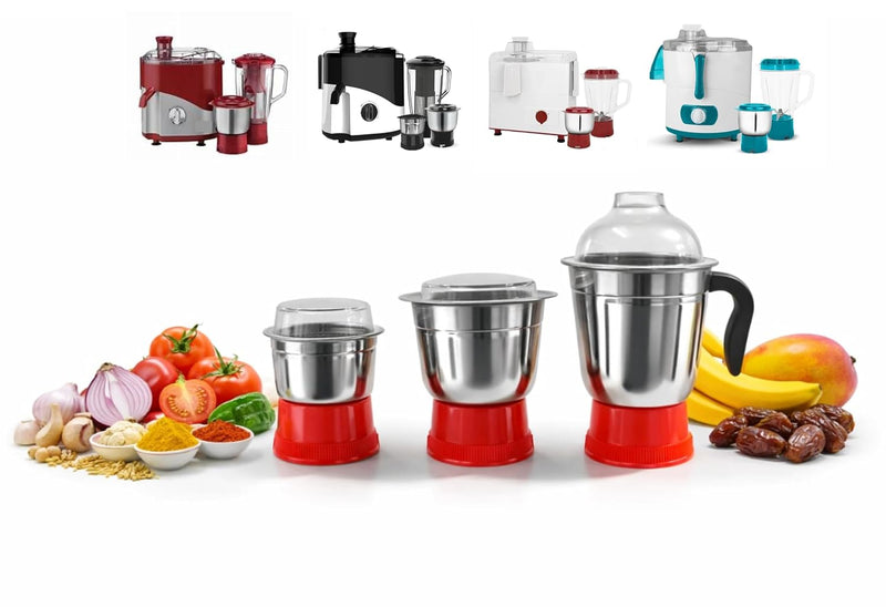 Stainless Steel Juicer Mixer Grinder Jar Set (400ml, 1000ml & 1500ml) Compatible with Maharaja Whiteline – Only for Shown Models – Check Images Before Order NOT FOR OTHER MODALS AND BRANDS
