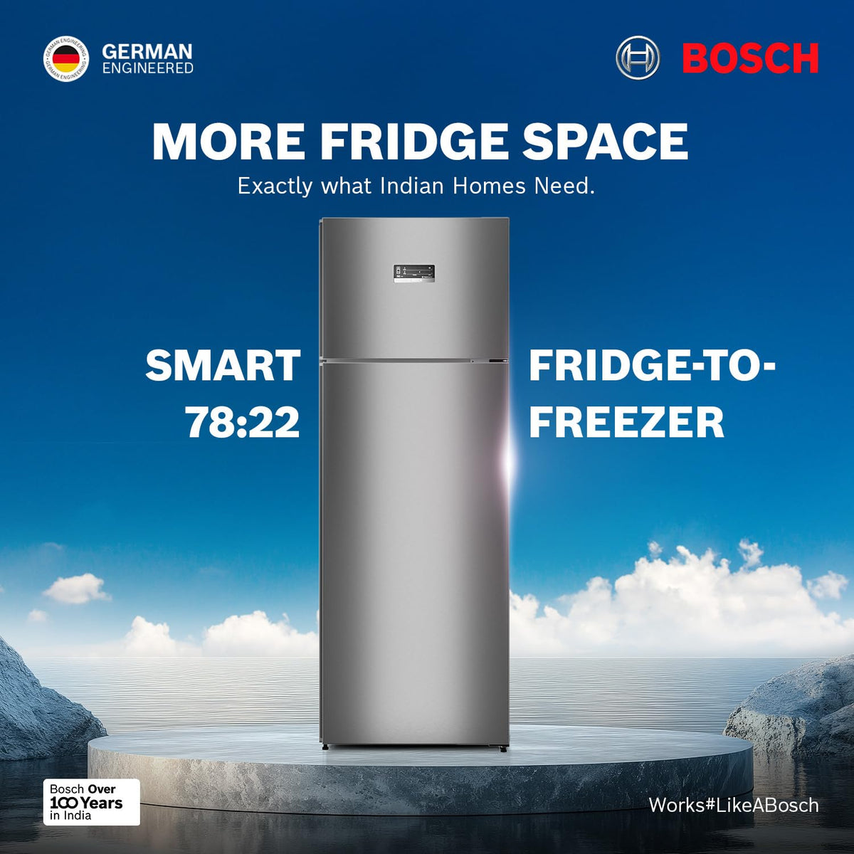 Bosch 368L, 2 Star, Frost Free Double Door Refrigerator (CTC39K02VI)