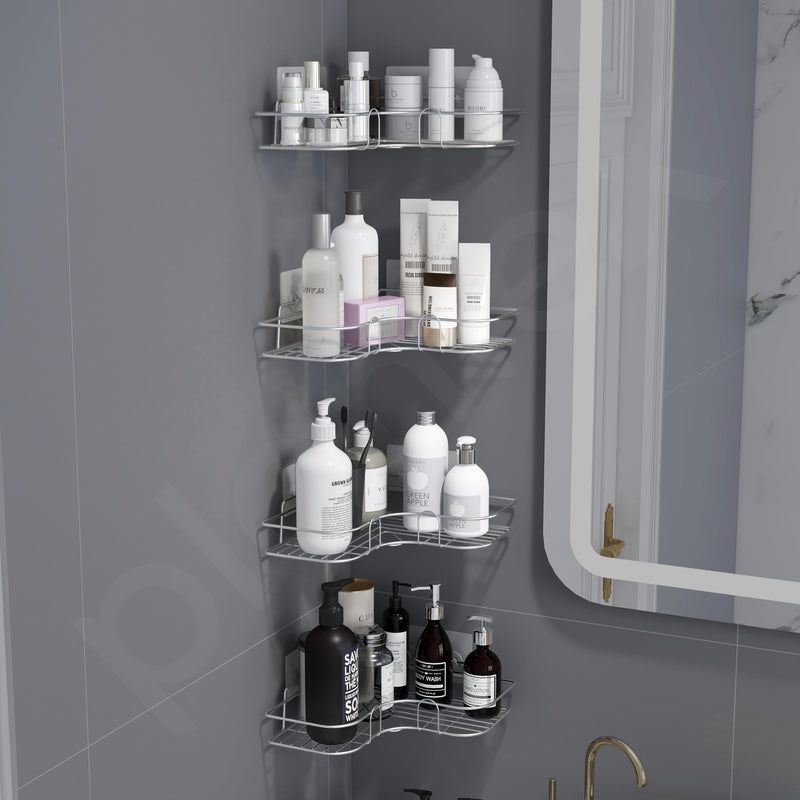 Plantex Self Adhesive Corner Shelf for Wall/Stainless Steel Bathroom Shelf/Kitchen Corner Shelf/Bathroom Organizer Without Drill-Pack of 4 (Chrome)-6