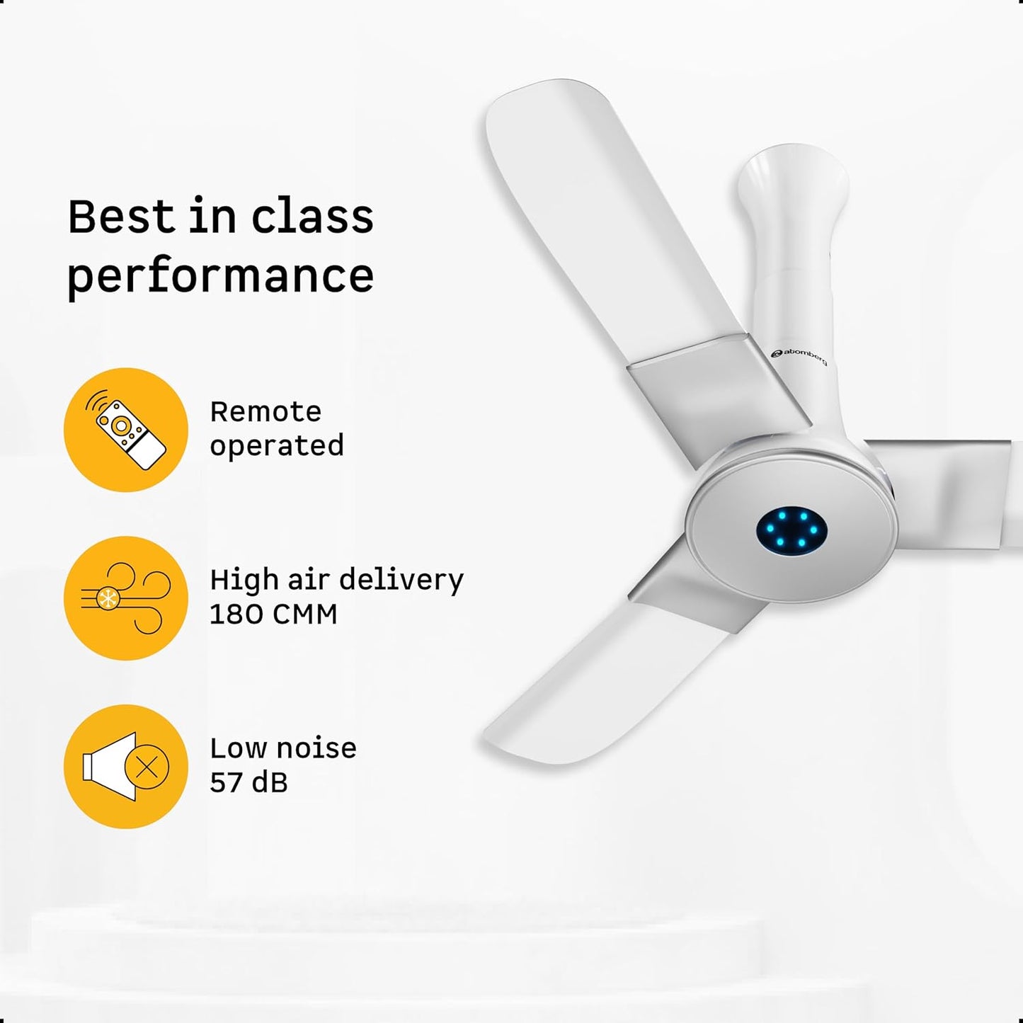 atomberg Studio+ 950mm BLDC Ceiling Fan with Remote Control | BEE 5-star Energy Efficient | New Blade Design | High Air Delivery | LED Speed Indicator | Low noise | 3 Year Warranty (Marble White)