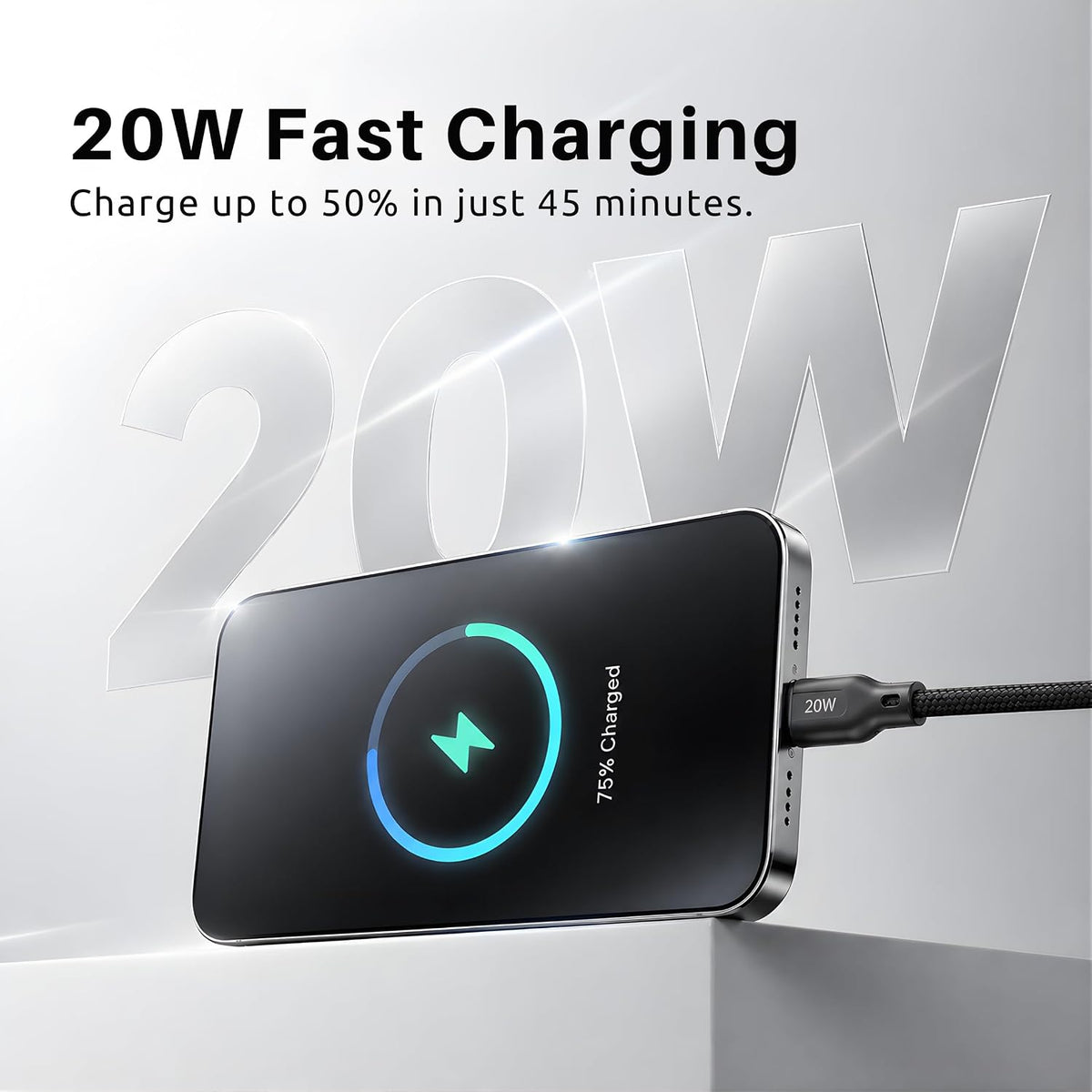 Philips DLC4130VB/94 20W iPhone Original Type-A to Lightning Fast Charging Cable (1m, Dark Slate)