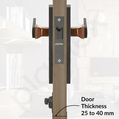 Plantex Heavy Duty Door Lock “ Bathroom Door Lock/Mortise 8inch Keyless Plate Handle Set for Home/Bathroom/Store Room/Balcony/Office with Baby Latch (8116, Satin Black & PVD Choco)-5