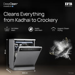 IFB 15 Place Freestanding Dishwasher with DeepClean® Technology, 3rd Cutlery Tray, 70°C Hot Water Wash, Turbo Drying, An